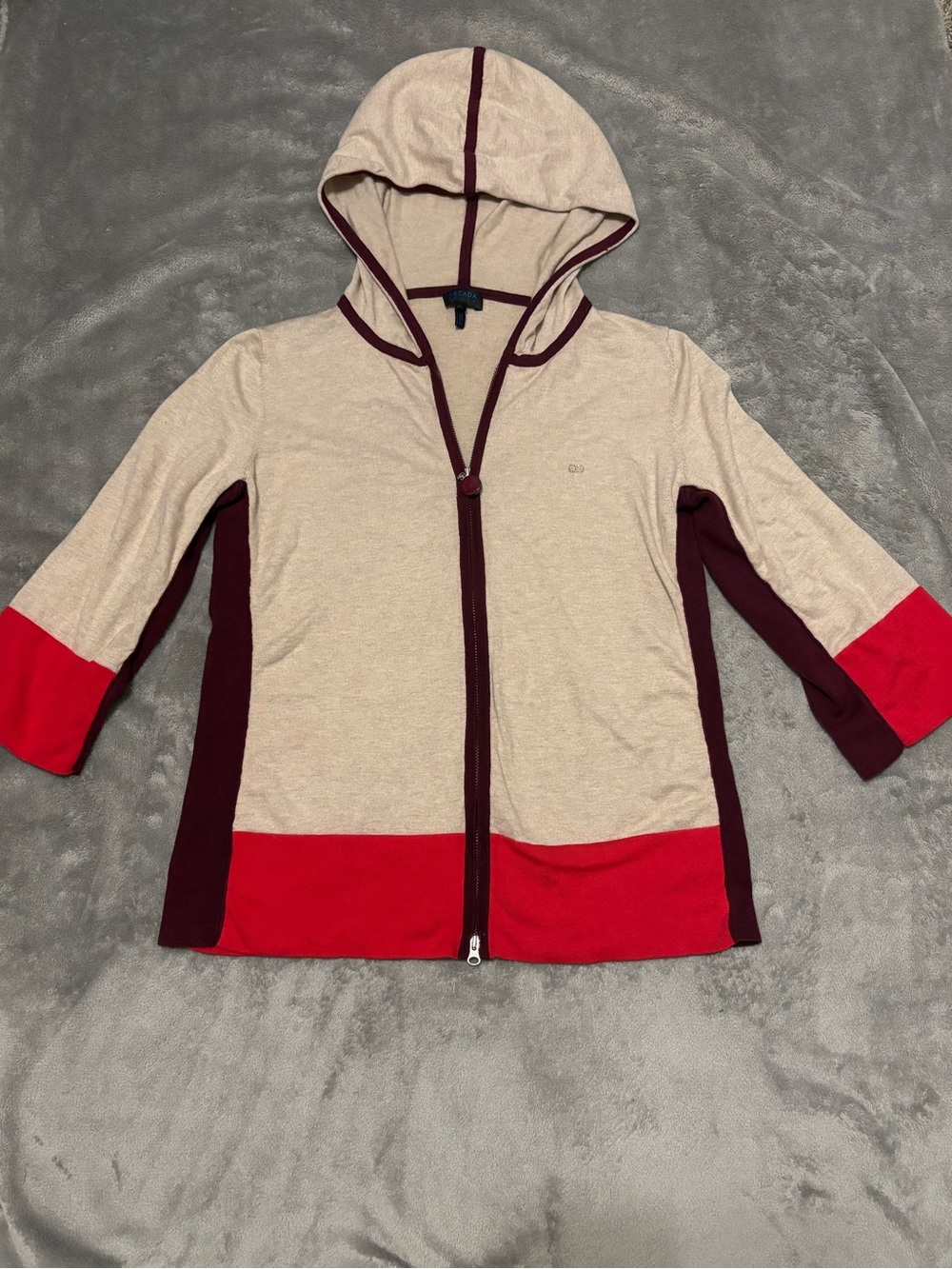 Escada Sport Silk Cashmere Zip Hoodie Colorblock L